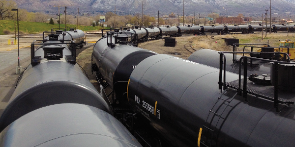 Railcars transporting chemicals