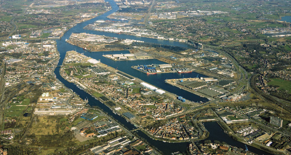 Aerial photo of the Port of Ghent