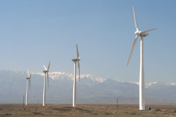 Wind turbines in China's Xinjiang province