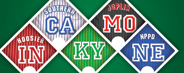Illustration of states and regions presented as baseball jerseys