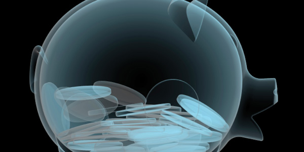 x-ray image of piggy bank