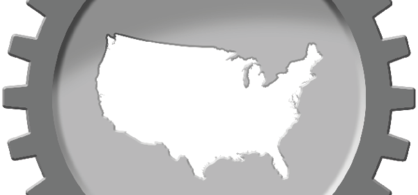 United States outlined within a cog