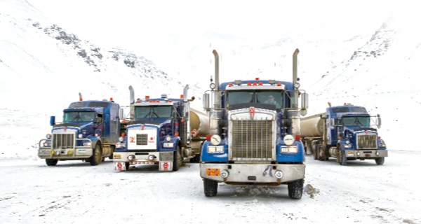 Trucks transporting goods in Alaska