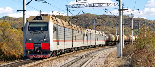 Freight train on Trans-Siberian Line
