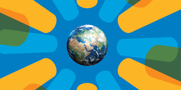 Illustration of Earth within Walmart logo