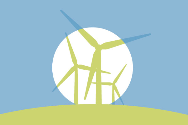 Wind turbines silhouette graphic